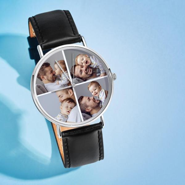 Custom Photo Watch Personalized Collage Photo Watch Gift for Husband Wife Family Friend