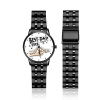 Custom Engraved Watch Men's Black Alloy Watch Holding Hands Bracelet Father's Day Gift for Dad - soufeelus