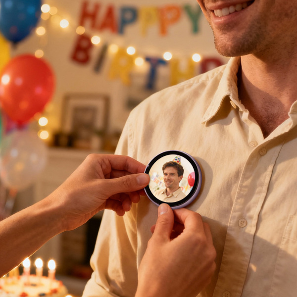 Smart Digital Display Badge with GIF/Photo Sync | Interactive Customizable Pin for Fans & Creators