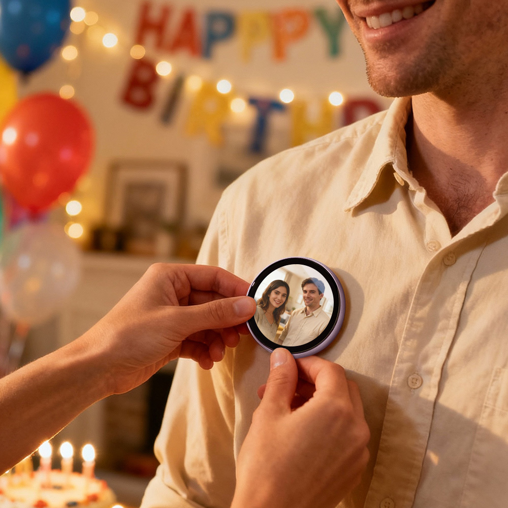 Smart Digital Display Badge with GIF/Photo Sync | Interactive Customizable Pin for Fans & Creators