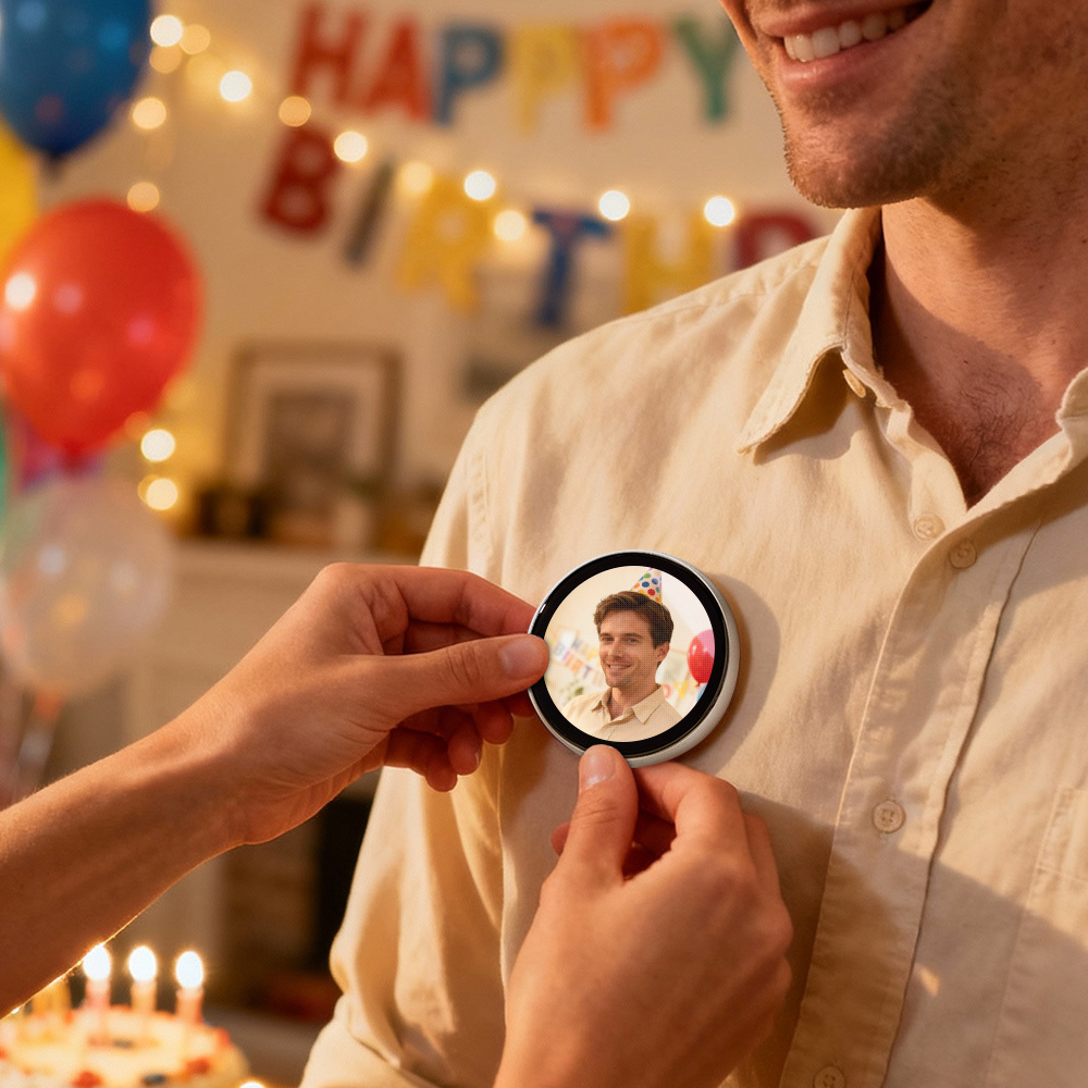 Smart Digital Display Badge with GIF/Photo Sync | Interactive Customizable Pin for Fans & Creators