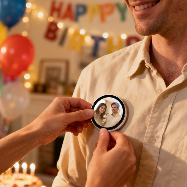 Smart Digital Display Badge with GIF/Photo Sync | Interactive Customizable Pin for Fans & Creators