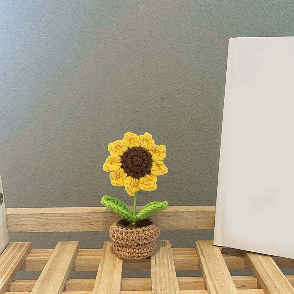 Handmade Crochet Flowers Completed Hand Woven Knitted Potted Plants Gift for Handicraft Lover - photowatch