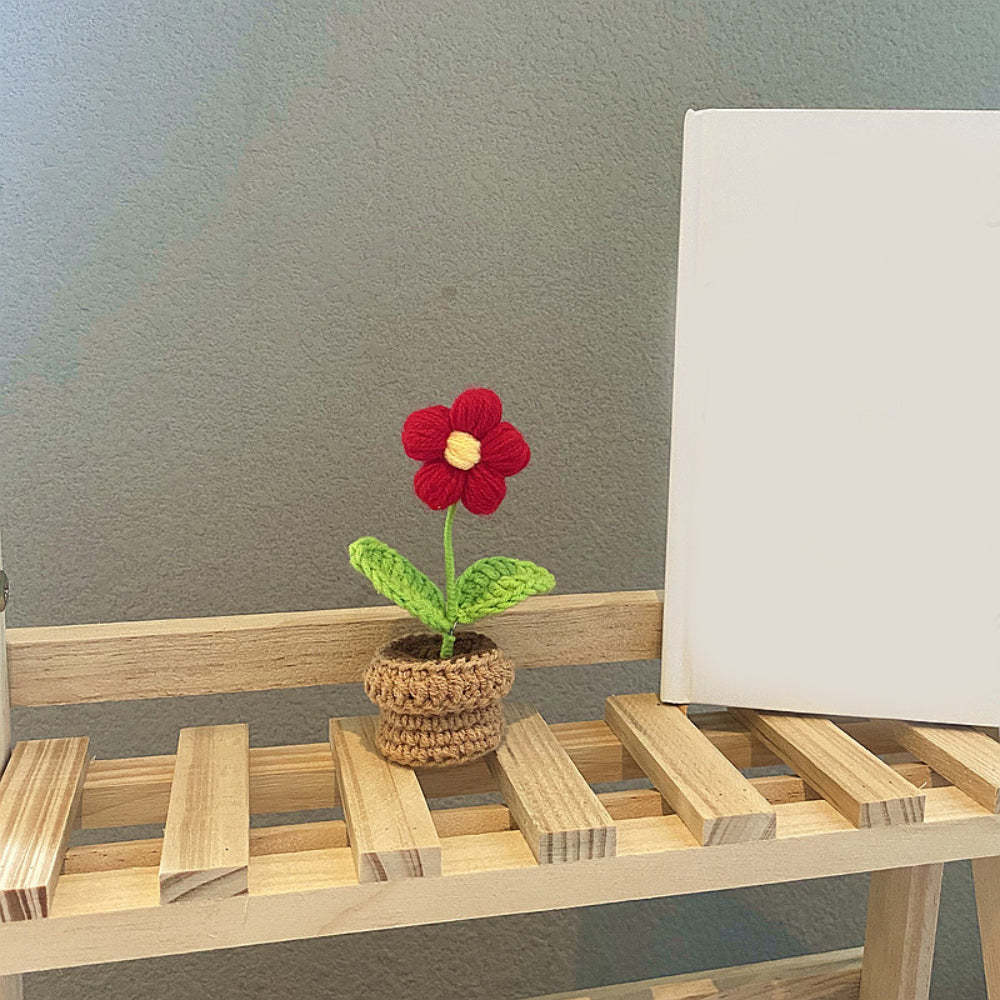 Handmade Crochet Flowers Completed Hand Woven Knitted Potted Plants Gift for Handicraft Lover - photowatch