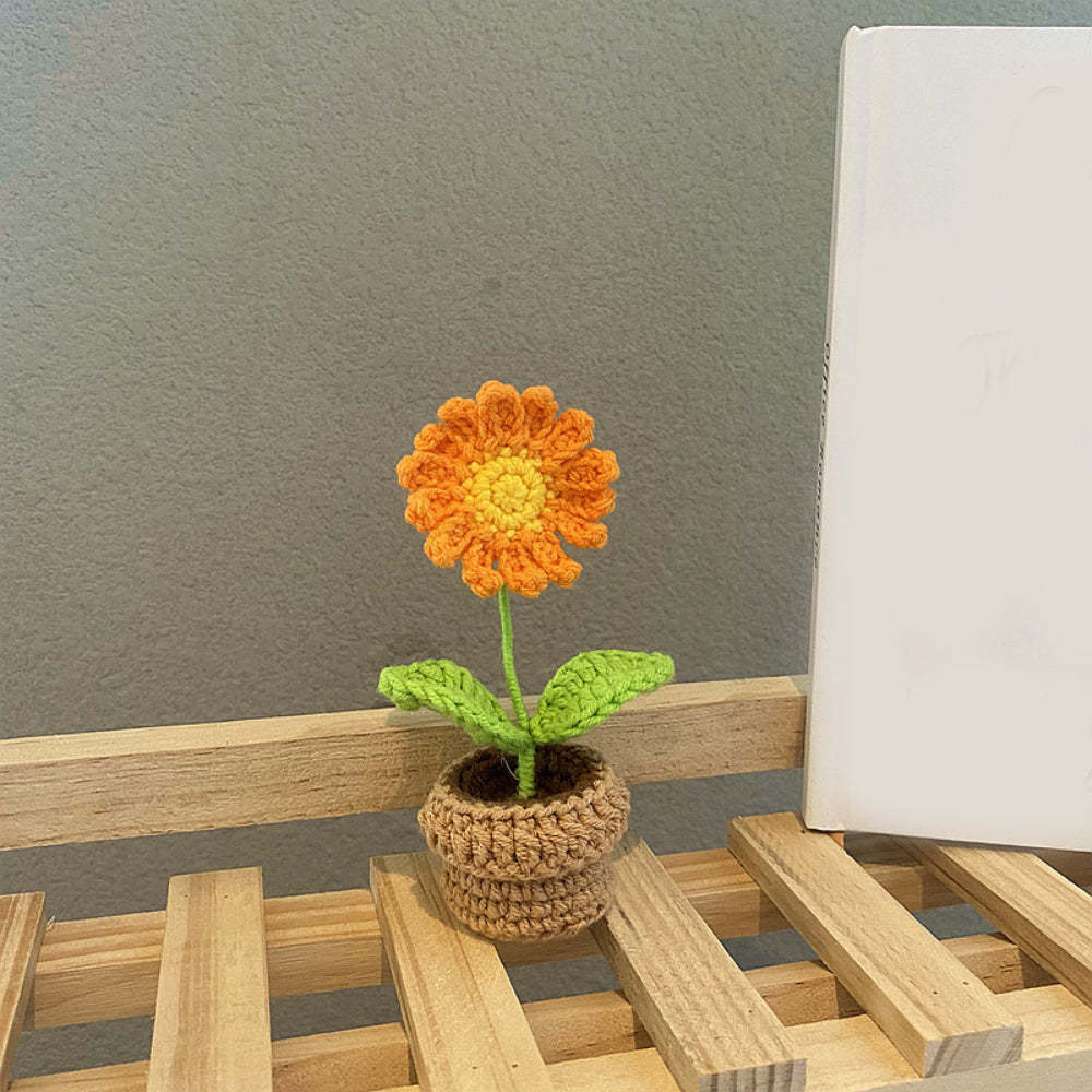 Handmade Crochet Flowers Completed Hand Woven Knitted Potted Plants Gift for Handicraft Lover - photowatch