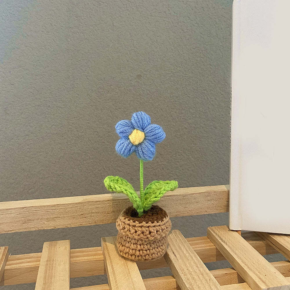 Handmade Crochet Flowers Completed Hand Woven Knitted Potted Plants Gift for Handicraft Lover - photowatch