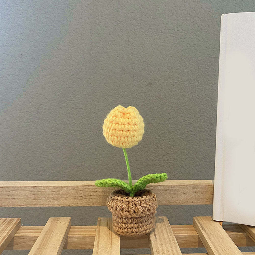 Handmade Crochet Flowers Completed Hand Woven Knitted Potted Plants Gift for Handicraft Lover - photowatch
