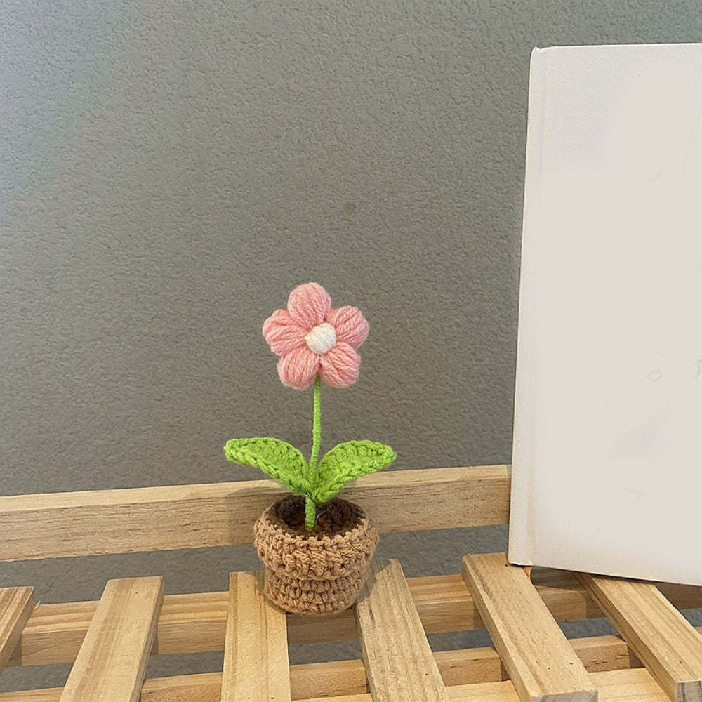 Handmade Crochet Flowers Completed Hand Woven Knitted Potted Plants Gift for Handicraft Lover - photowatch