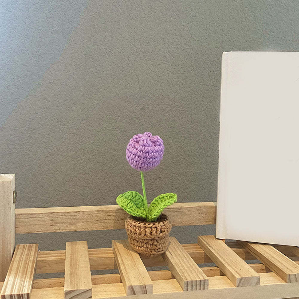 Handmade Crochet Flowers Completed Hand Woven Knitted Potted Plants Gift for Handicraft Lover - photowatch