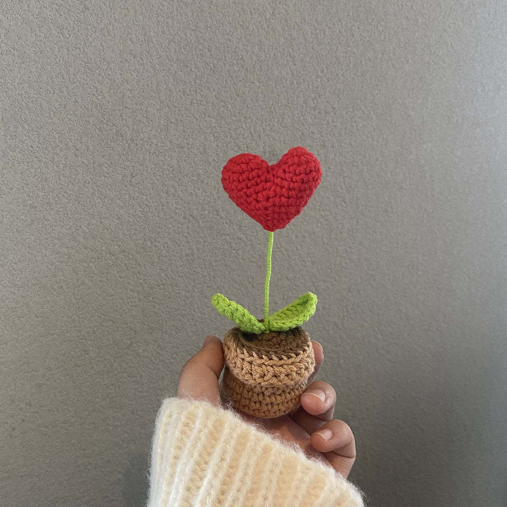 Handmade Crochet Flowers Completed Hand Woven Knitted Potted Plants Gift for Handicraft Lover - photowatch