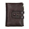Men's Real Leather Short Wallet Double Zipper Card Bag Gift for Men