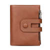 Men's Real Leather Short Wallet Double Zipper Card Bag Gift for Men