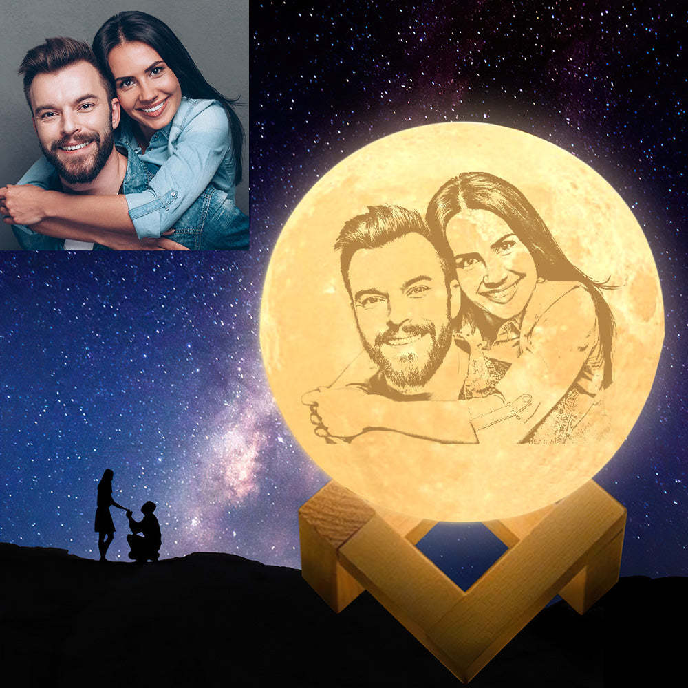 Custom 3D Printing Photo Moon Lamp & Engraving Custom 3D Print Luna Light Painting Light Gift for Him
