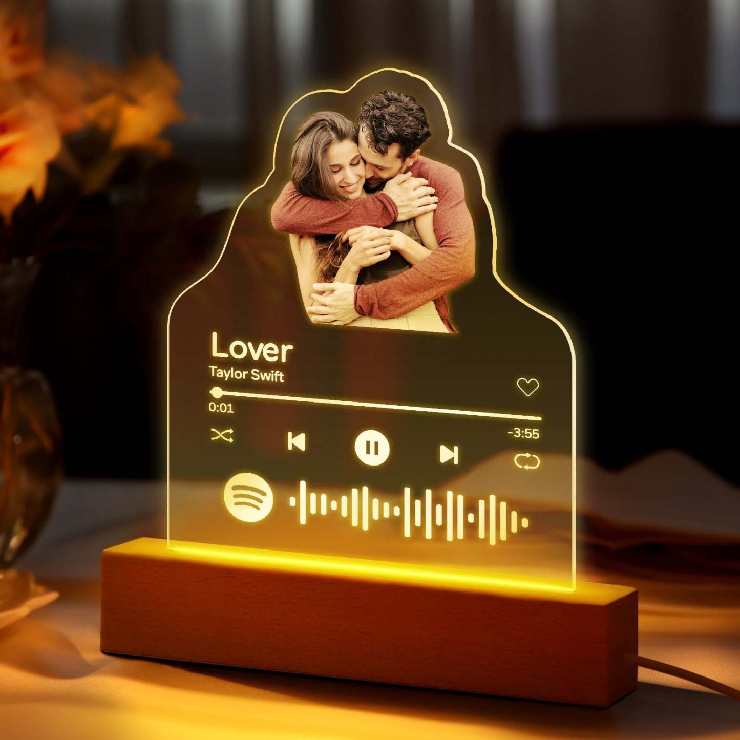 Personalized Photo Acrylic Lamp Custom Night Light Gift for Couple Home Decor - photowatch