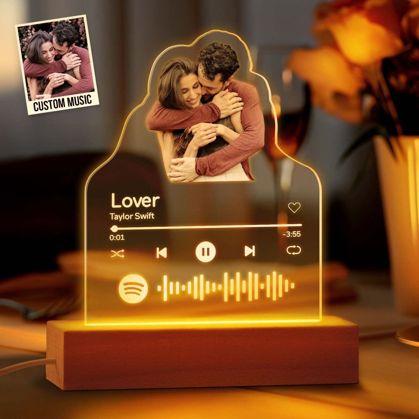 Personalized Photo Acrylic Lamp Custom Night Light Gift for Couple Home Decor - photowatch