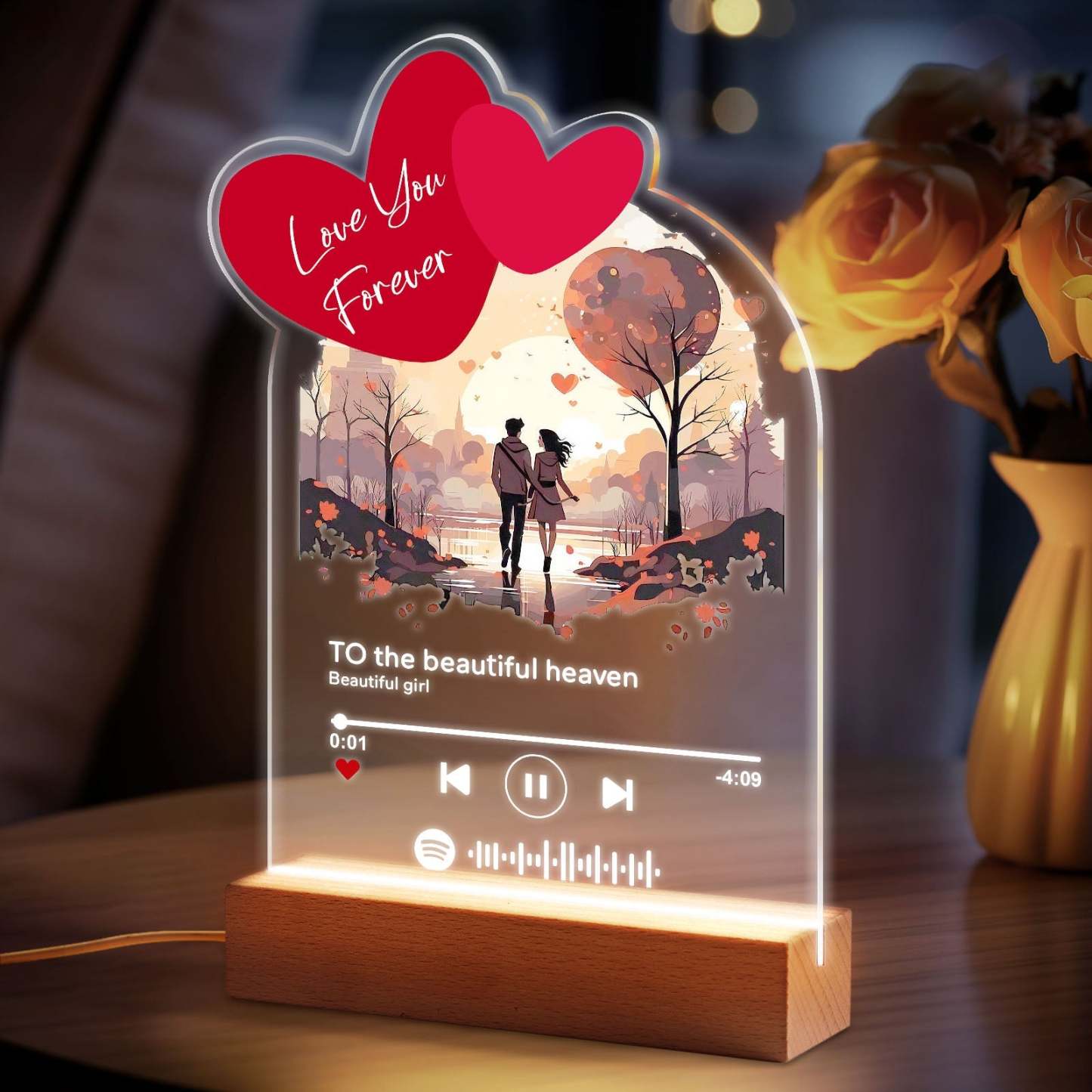 Personalized Romantic Love Acrylic Night Light Gift for Couple Home Decor - photowatch