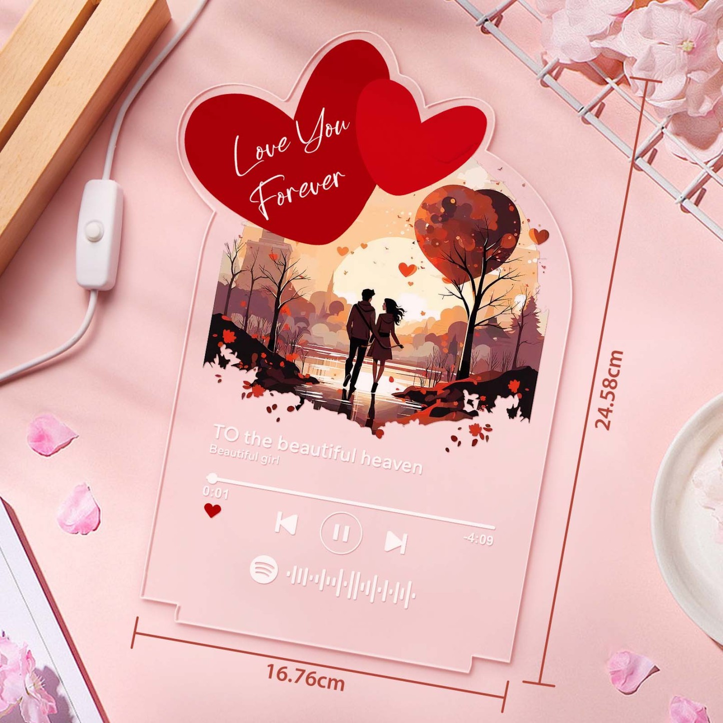 Personalized Romantic Love Acrylic Night Light Gift for Couple Home Decor - photowatch