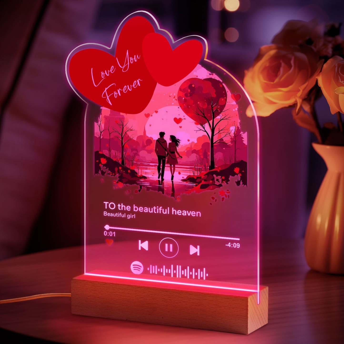 Personalized Romantic Love Acrylic Night Light Gift for Couple Home Decor - photowatch