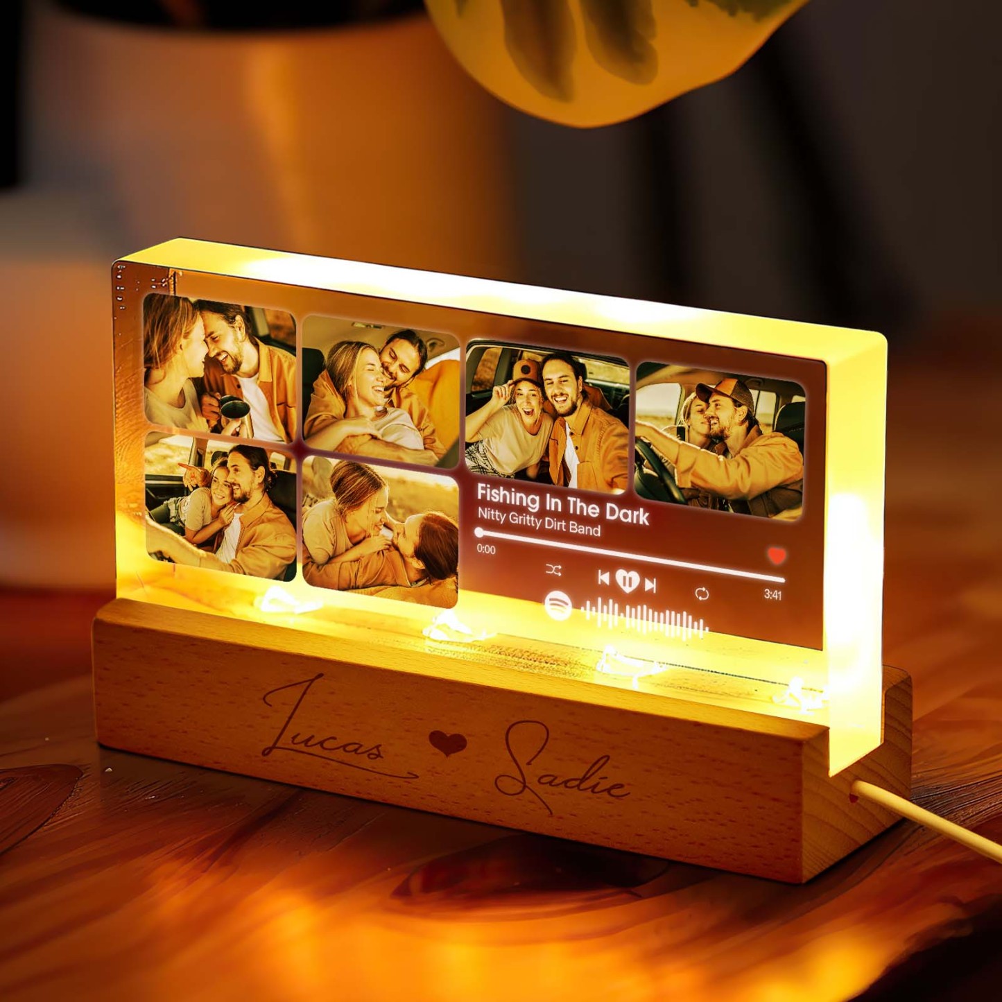 Custom Favorite Song Anniversary Gift - Personalized Photo LED Night Light - Photowatch