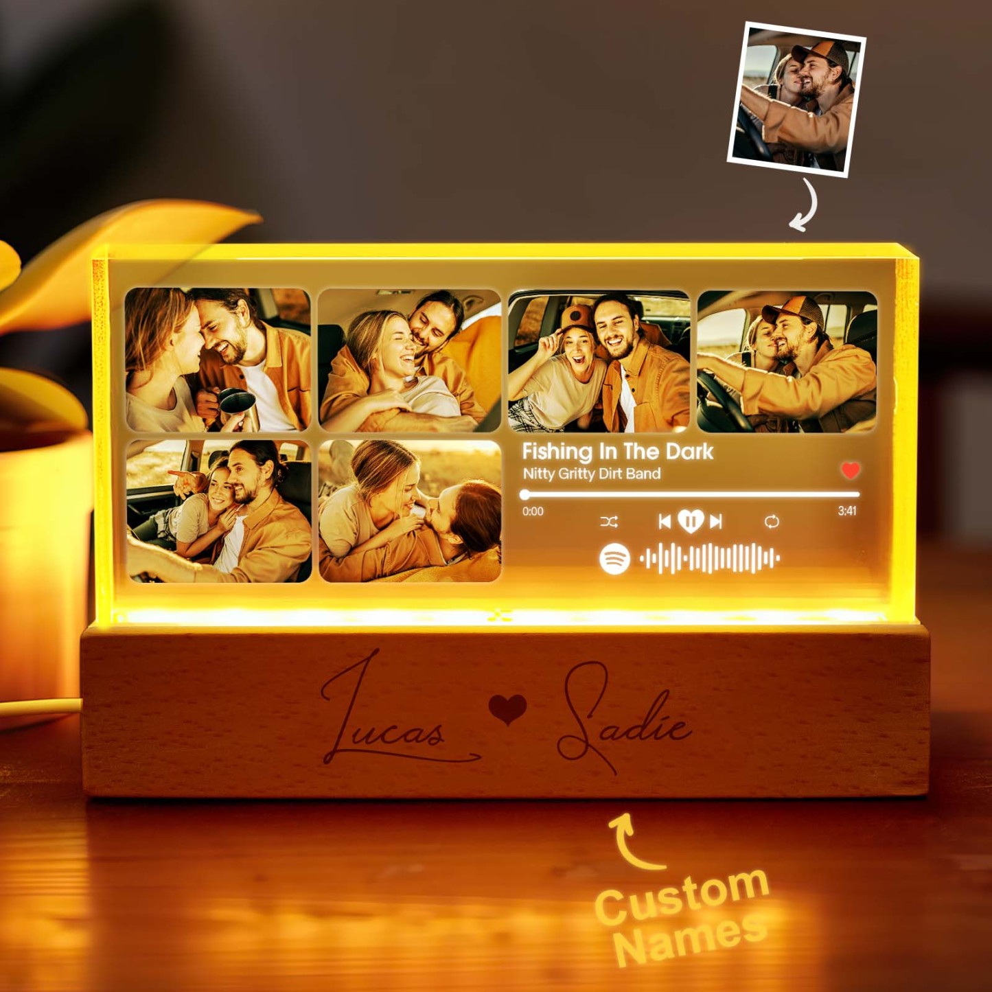 Custom Favorite Song Anniversary Gift - Personalized Photo LED Night Light - Photowatch