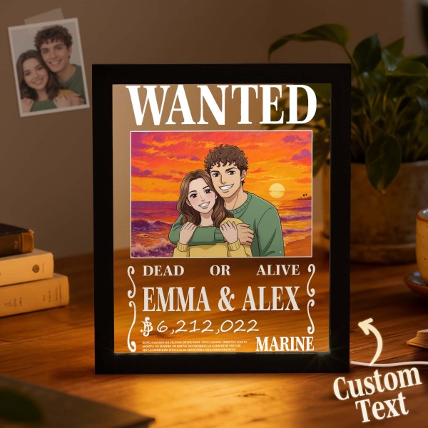 Personalized Anime Wanted Couple Portrait Led Light Frame - Photowatch