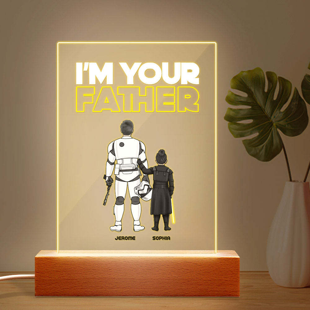 Custom I Am Their Father Night Light Personalized Acrylic Plaque Home Decoration Lamp Father's Day Gift - photowatch