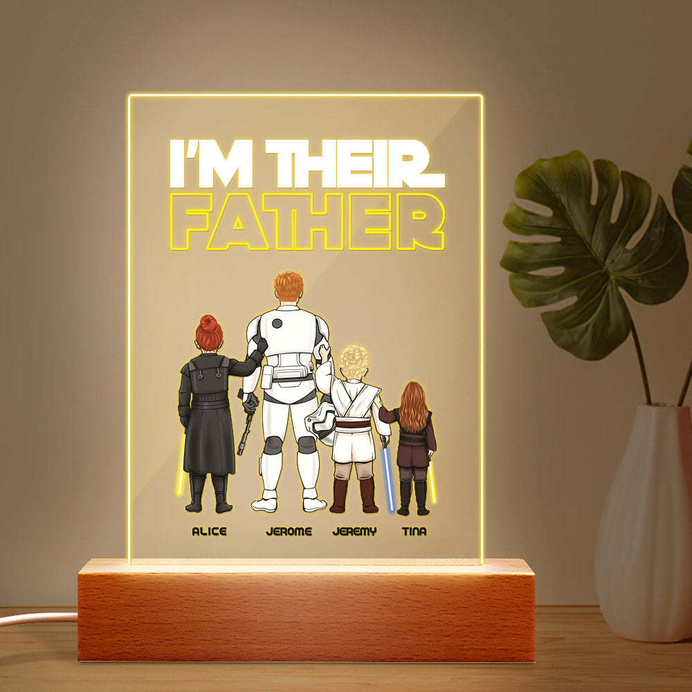 Custom I Am Their Father Night Light Personalized Acrylic Plaque Home Decoration Lamp Father's Day Gift - photowatch