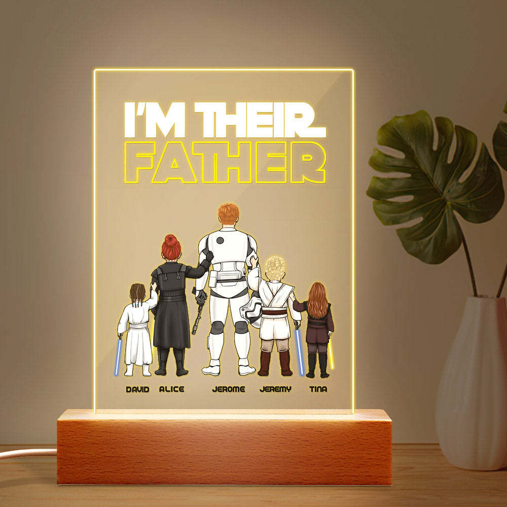 Custom I Am Their Father Night Light Personalized Acrylic Plaque Home Decoration Lamp Father's Day Gift - photowatch
