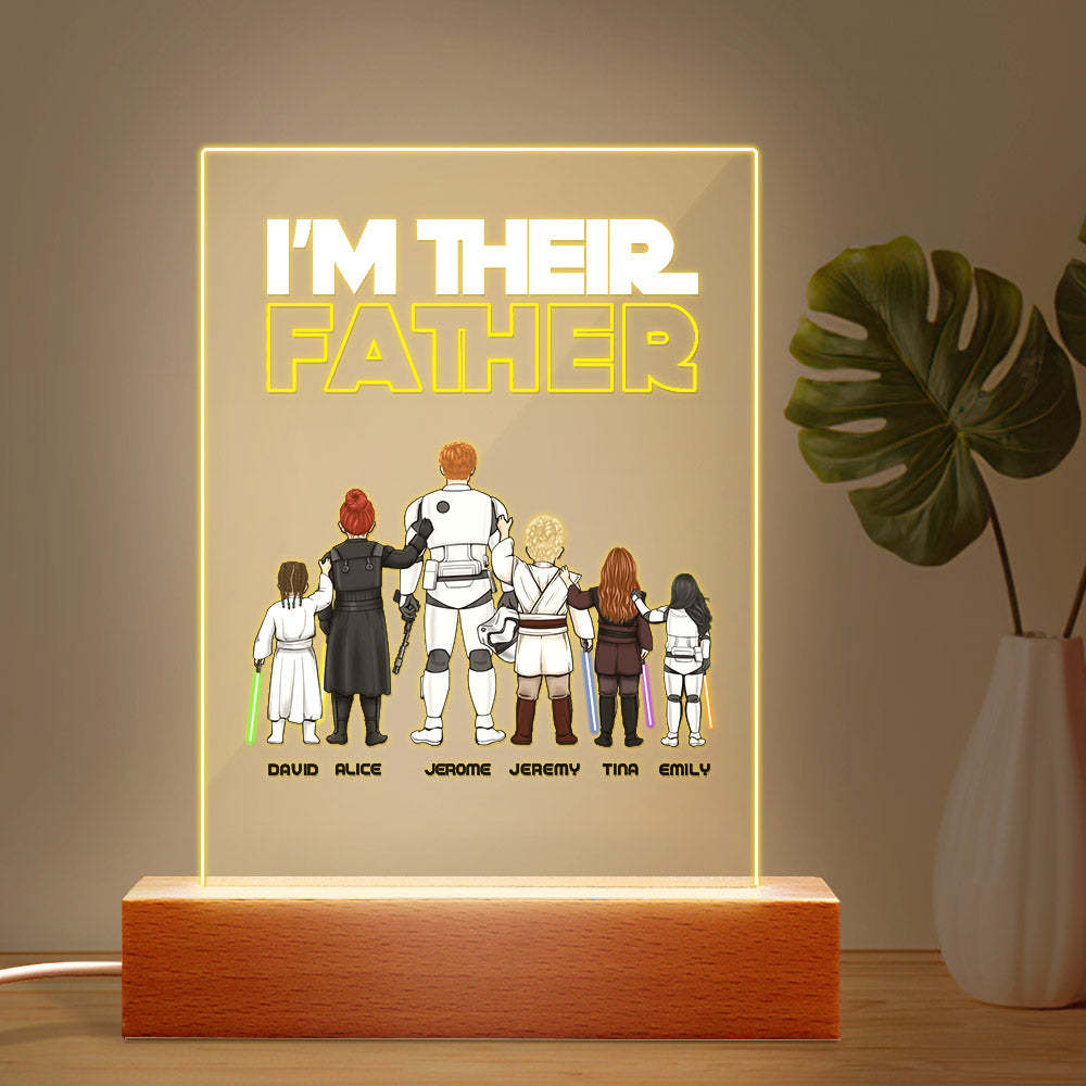 Custom I Am Their Father Night Light Personalized Acrylic Plaque Home Decoration Lamp Father's Day Gift - photowatch