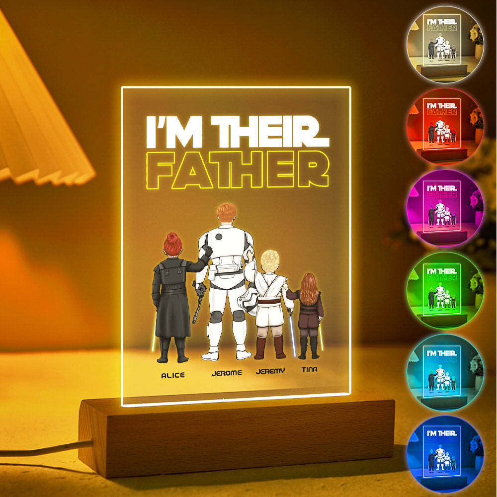 Custom I Am Their Father Night Light Personalized Acrylic Plaque Home Decoration Lamp Father's Day Gift - photowatch