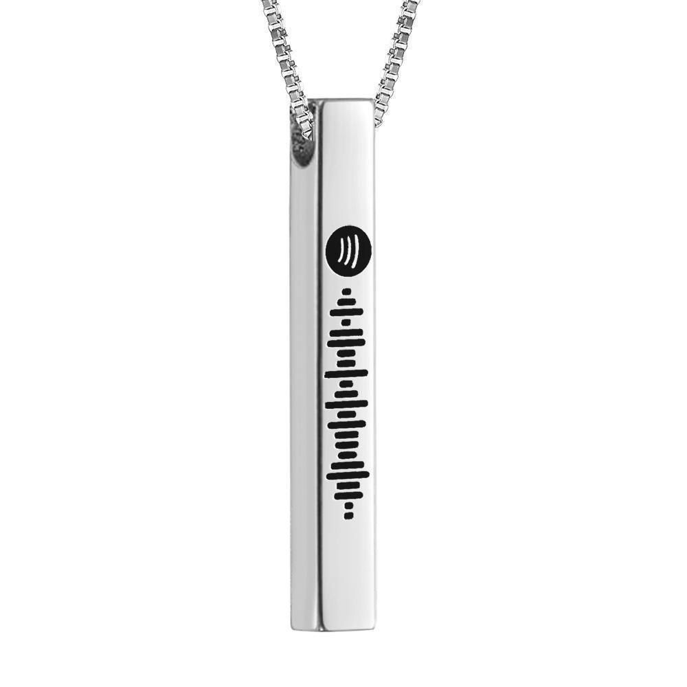 Spotify Code Music Necklace Custom 3D Engraved Vertical Bar Necklace Stainless Steel - photowatch