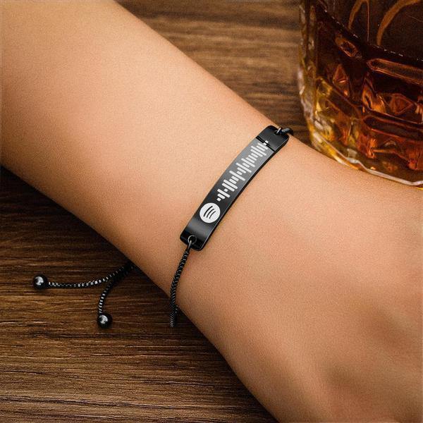 Custom Spotify Code Bracelet With Spotify Song Playlist Personalized Bracelet Silver - photowatch