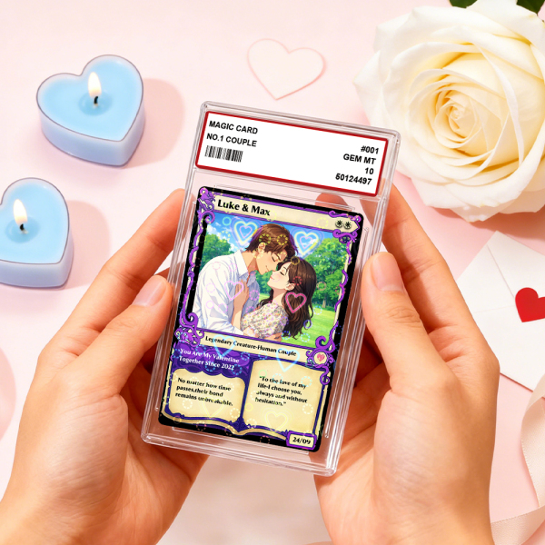 Personalized Anime Magic Card Couple Photo Anime Style Valentine's Day Gift for Couple - Photowatch