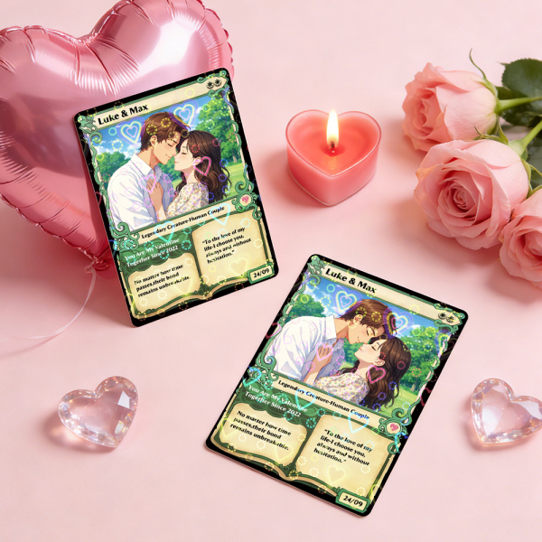 Personalized Anime Magic Card Couple Photo Anime Style Valentine's Day Gift for Couple - Photowatch