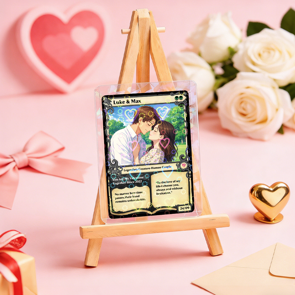 Personalized Anime Magic Card Couple Photo Anime Style Valentine's Day Gift for Couple - Photowatch