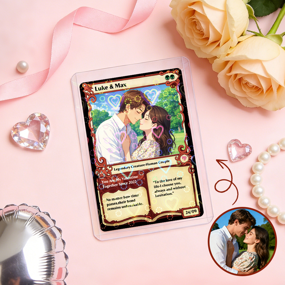 Personalized Anime Magic Card Couple Photo Anime Style Valentine's Day Gift for Couple - Photowatch