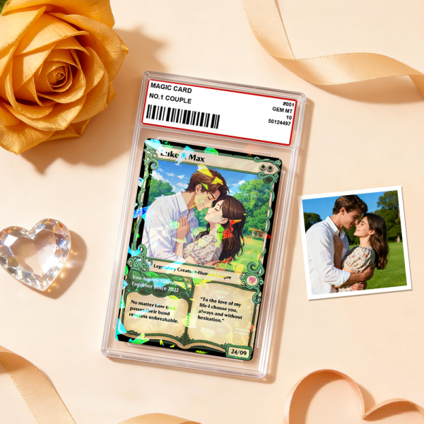 Personalized Anime Magic Card Couple Photo Anime Style Valentine's Day Gift for Couple - Photowatch
