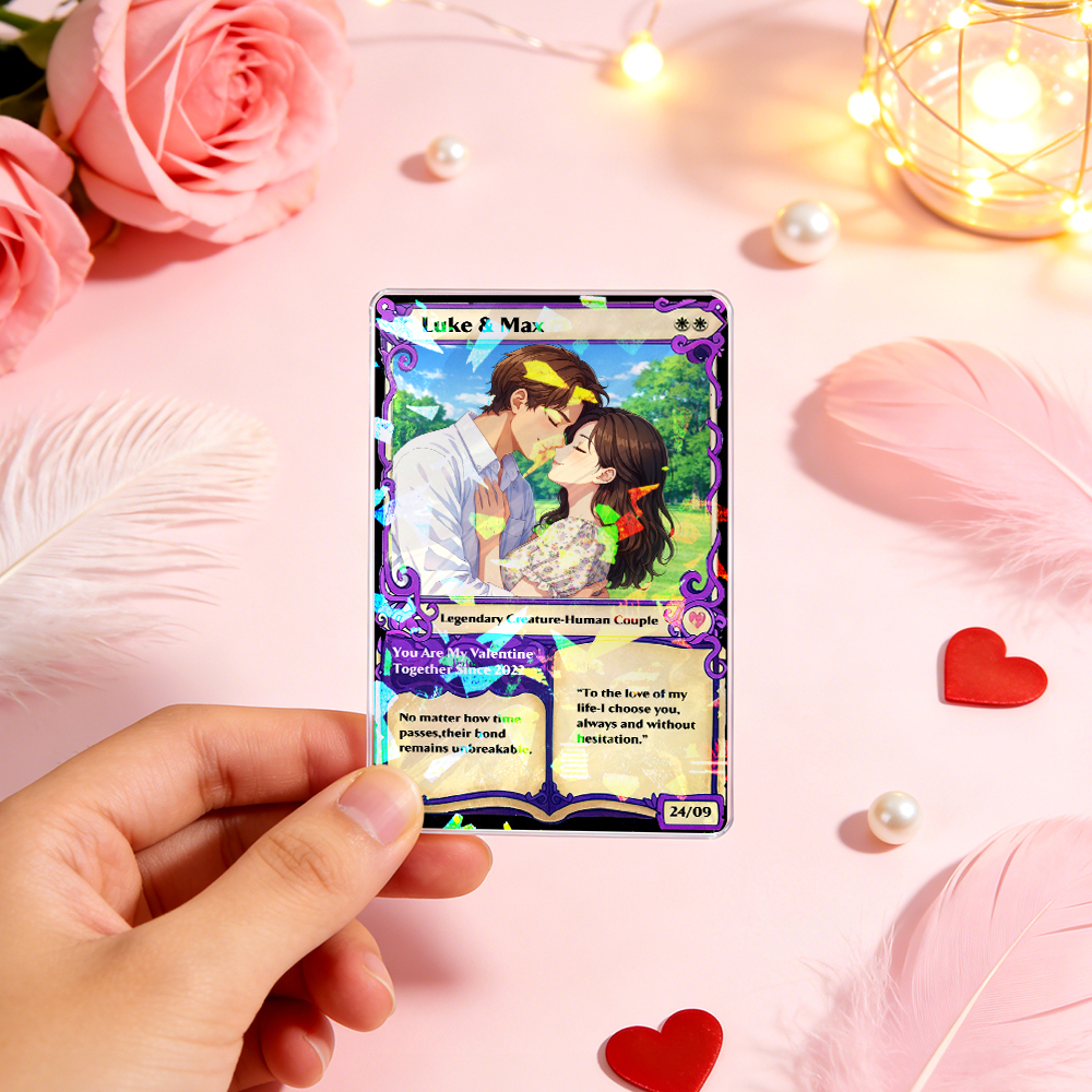 Personalized Anime Magic Card Couple Photo Anime Style Valentine's Day Gift for Couple - Photowatch