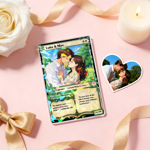 Personalized Anime Magic Card Couple Photo Anime Style Valentine's Day Gift for Couple - Photowatch