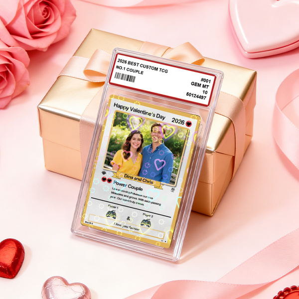 Personalized Valentine’s Day Power Couple Card, Custom Anniversary Card Couple Photo Anime Style, Best Valentine's Day Gift for Lover