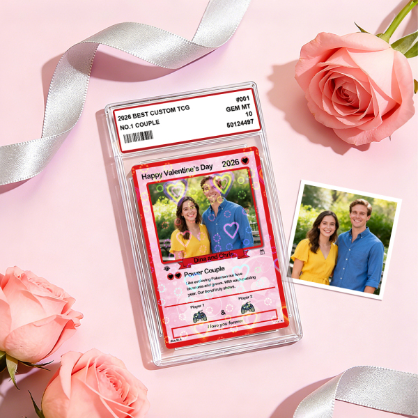Personalized Valentine’s Day Power Couple Card, Custom Anniversary Card Couple Photo Anime Style, Best Valentine's Day Gift for Lover