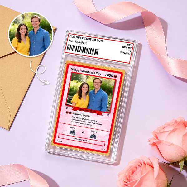 Personalized Valentine’s Day Power Couple Card, Custom Anniversary Card Couple Photo Anime Style, Best Valentine's Day Gift for Lover