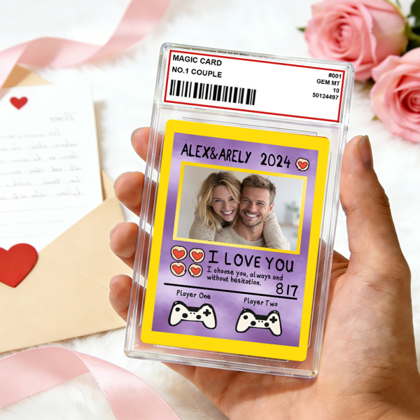 Personalized Valentine’s Day Power Couple Card, Custom Anniversary Card Couple Photo Anime Style, Best Valentine's Day Gift for Lover