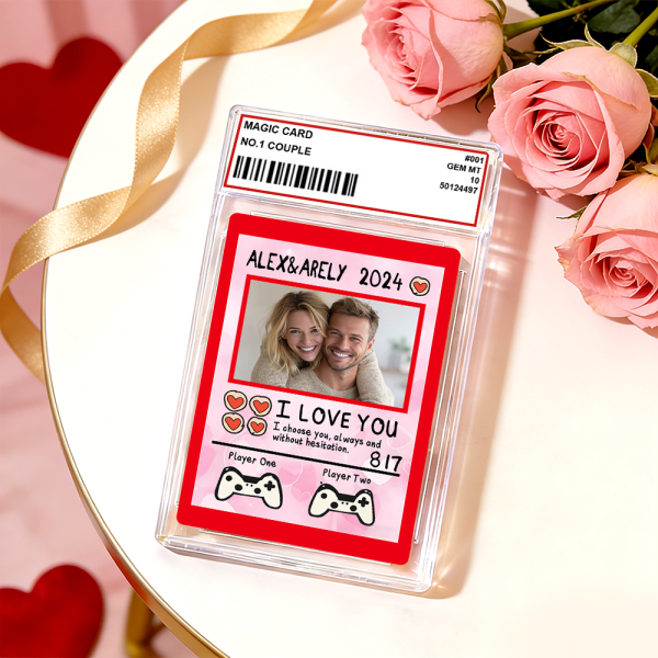 Personalized Valentine’s Day Power Couple Card, Custom Anniversary Card Couple Photo Anime Style, Best Valentine's Day Gift for Lover