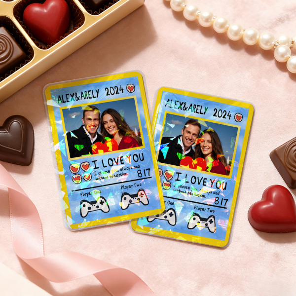 Personalized Valentine’s Day Power Couple Card, Custom Anniversary Card Couple Photo Anime Style, Best Valentine's Day Gift for Lover