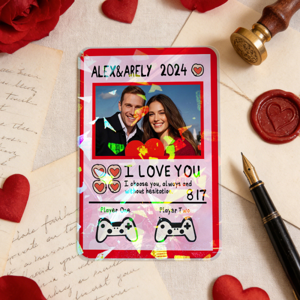 Personalized Valentine’s Day Power Couple Card, Custom Anniversary Card Couple Photo Anime Style, Best Valentine's Day Gift for Lover