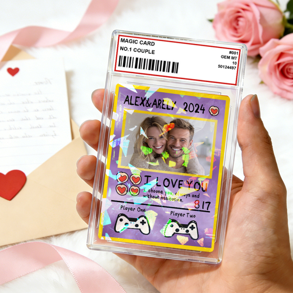 Personalized Valentine’s Day Power Couple Card, Custom Anniversary Card Couple Photo Anime Style, Best Valentine's Day Gift for Lover
