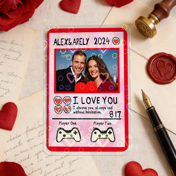 Personalized Valentine’s Day Power Couple Card, Custom Anniversary Card Couple Photo Anime Style, Best Valentine's Day Gift for Lover