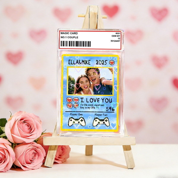 Personalized Valentine’s Day Power Couple Card, Custom Anniversary Card Couple Photo Anime Style, Best Valentine's Day Gift for Lover