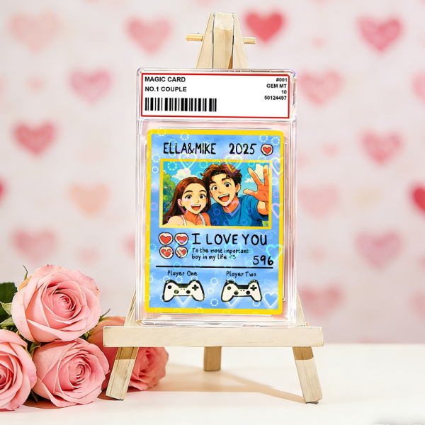 Personalized Valentine’s Day Power Couple Card, Custom Anniversary Card Couple Photo Anime Style, Best Valentine's Day Gift for Lover